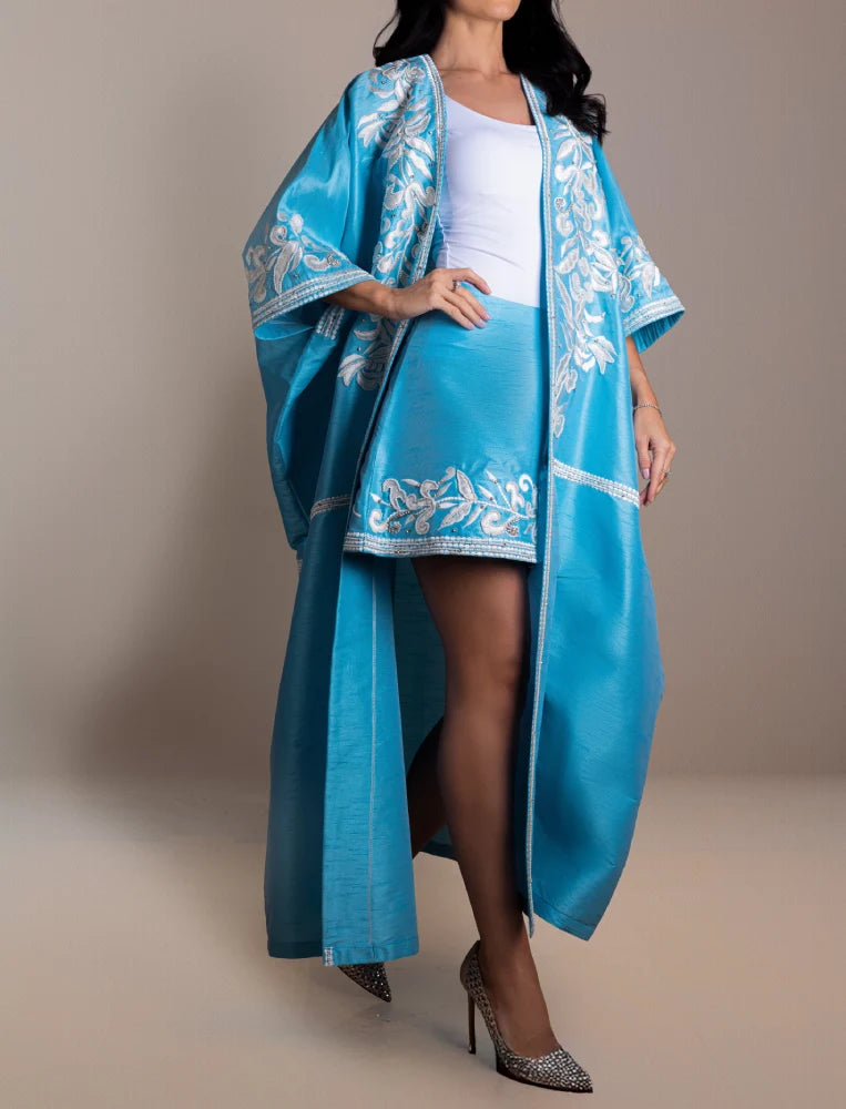 Blue Lotas Long Bisht