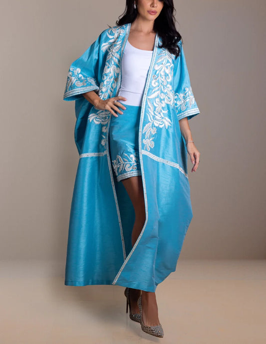 Blue Lotas Long Bisht
